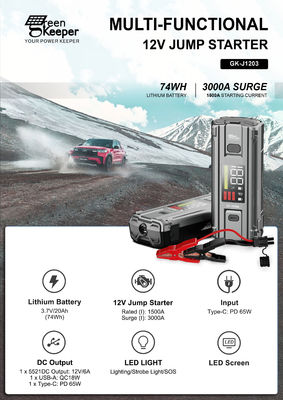 Moteur de voiture rechargeable 12V avec pompe à air comprimé et lumière de travail LED