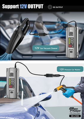 Moteur de voiture rechargeable 12V avec pompe à air comprimé et lumière de travail LED
