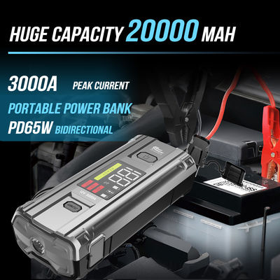 Multifonctionnel 4 en 1 PD d'urgence 65W 3000A courant de pointe Batterie booster Power Bank Jump Starter