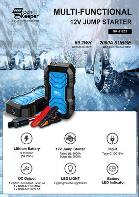 Outils automobiles J1202 USB DC 12V 3 en 1 démarreur de moteur de voiture