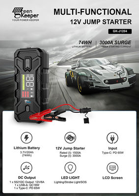 12V 20000mAh 1500A Multi-fonction portable de voiture d'urgence Power Bank Jump Starter batterie