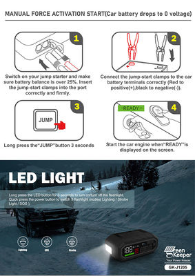 Batterie de voiture portable démarreur 12V 24000mAh 2000A Multi-fonction LED Light Power Bank