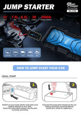 Démarrer le moteur 16000mAh Car Jump Starter Power Bank 2000A 12V Chargeur de batterie portable