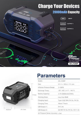 3000A courant de pointe 4 en 1 démarreur de saut portable 10000-24000mah Power Bank Car Inflator Booster de batterie