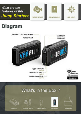 1000A Pique de courant portable de la batterie de débranchement automatique pour le véhicule SOS et la banque d'énergie