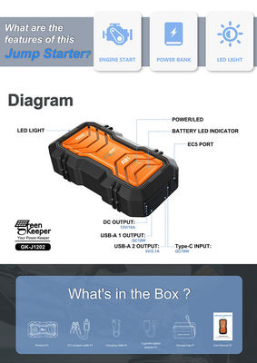 Batterie de voiture de haute capacité 16000mAh 2000A
