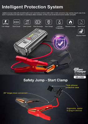 Batterie d'urgence pour voiture J1203 Peak 3000A 20000mAh Boost Jump Starter pour véhicules de 8,0L