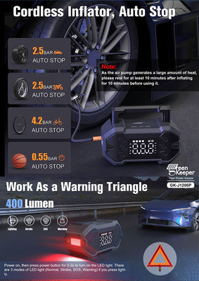 18W Total Output Car Booster Power Bank Jump Starter avec compresseur d'air et lumière LED