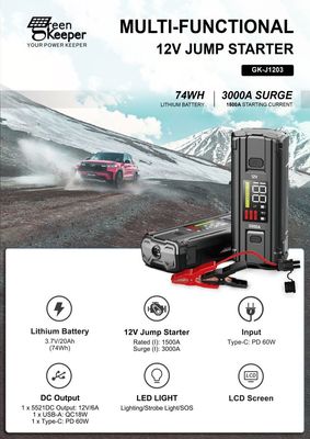 Batterie de voiture Jump Starter UltraSafe Super Capacitor 3000A Power Bank pour les véhicules