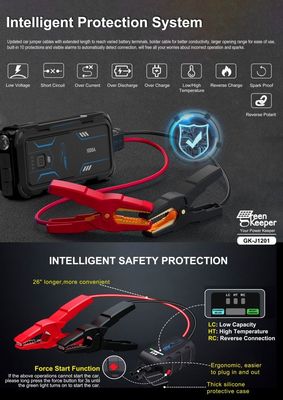 Batterie d'urgence de voiture de 18W Total Output UltraSafe Booster Pack 12V 24V 1000A Jump Starter
