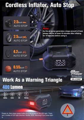 20000mAh / 74Wh Capacité UltraSafe Jump Starter avec compresseur d'air Pour les véhicules