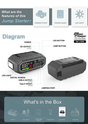 4000A UltraSafe Multi-Function Battery Jump Starter avec lumière LED à températures extrêmes