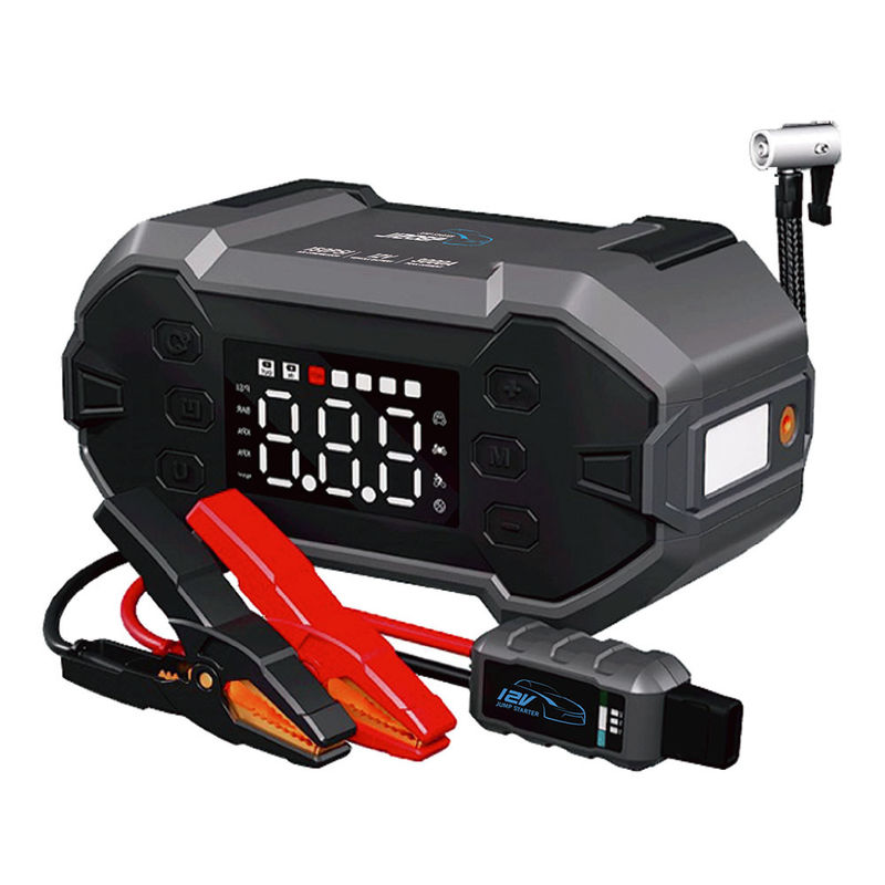 18W Total Output Car Booster Power Bank Jump Starter avec compresseur d'air et lumière LED